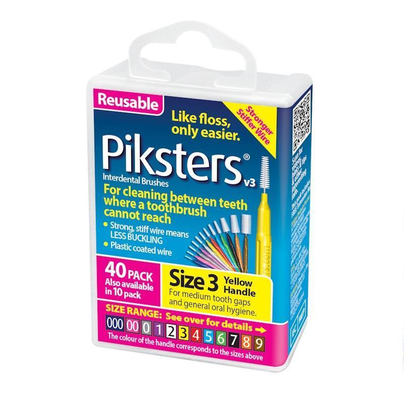 Piksters Interdental Brushes Yellow Size 3 40pk