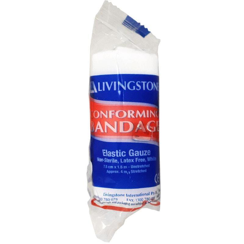 Livingstone Conforming Bandage with Clips 75mm x 4m 12 Pieces/Pack