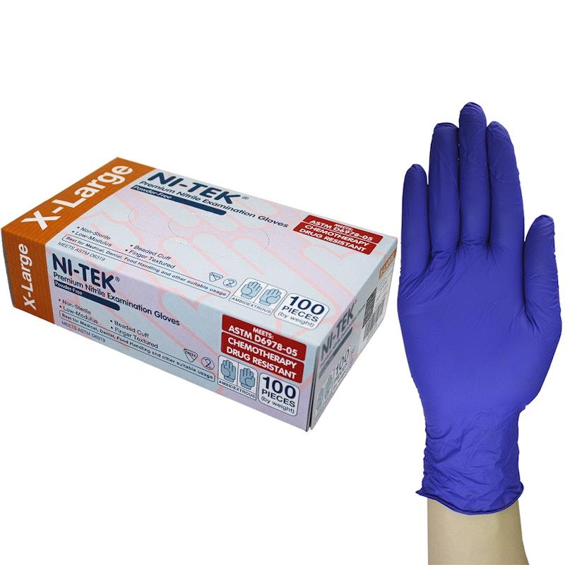 NI-TEK Nitrile Accelerator Free Powder Free Gloves 100 Box Extra Large