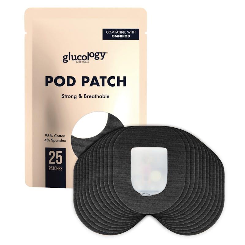 Glucology 25 Pack CGM Patches for Omnipod Black