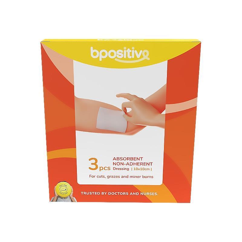 bpositive Absorbent Non-Adherent Dressing 10x10cm 2Pack