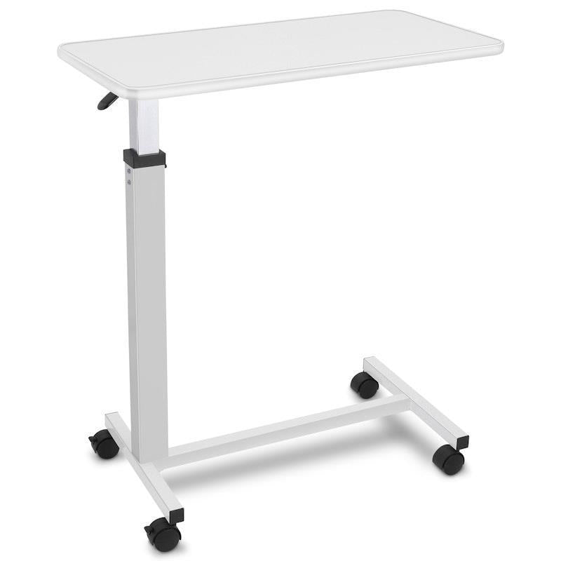 Altus Overbed Table Gas Lift Mechanism Steel Frame Laminate Top White