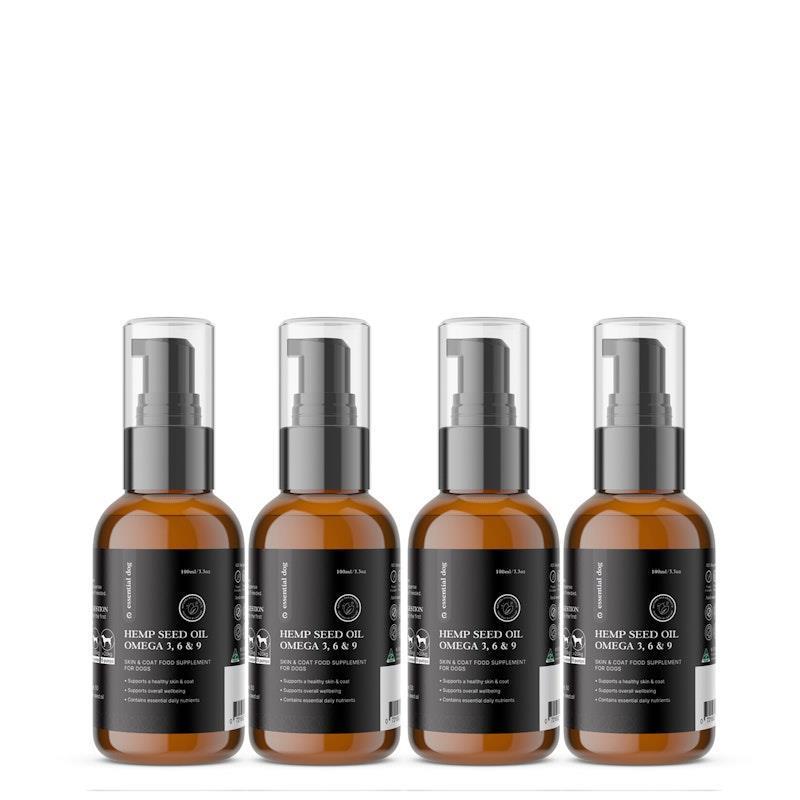 Essential Dog100% Raw Hemp Seed Oil for Dogs 4x100ml