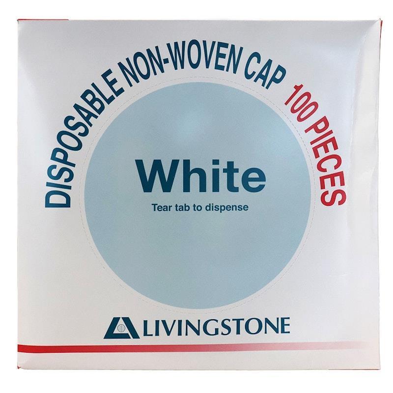 Livingstone Disposable Bouffant Hairnet Cap White 100 Pieces/Box