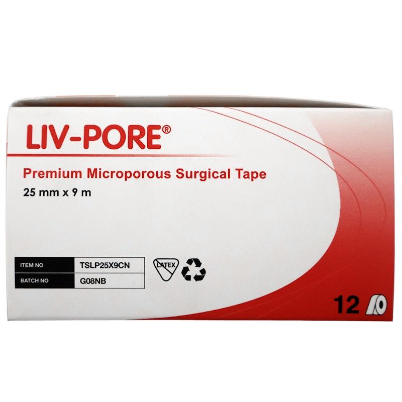 Livingstone Liv-Pore Premium Microporous Surgical Paper Tape - 25mm x 9m (12/Box)