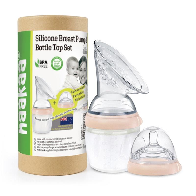 Haakaa Generation 3 Breast Pump and Bottle Top Set - Peach