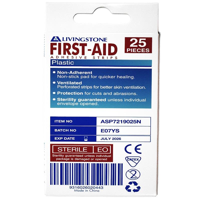 Livingstone Superior Adhesive Recyclable Plastic Strips - 72 x 19mm, 25 Pieces/Box