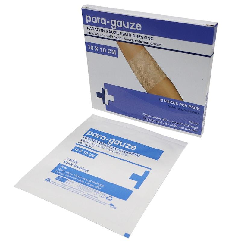 Livingstone Sterile Paraffin Gauze Swab Dressings - 10 x 10cm (10 Pieces/Box)