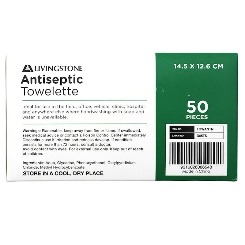 Livingstone Antiseptic Towelette Wipe - 50 Pieces/Box