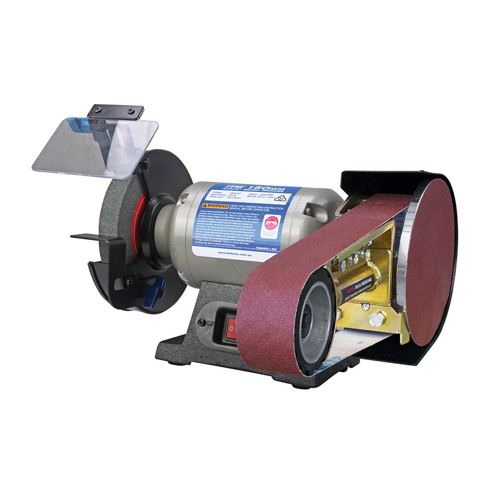 MULTITOOL 150mm Bench Grinder w 50x915mm Industrial Tools Attachment PO362-150