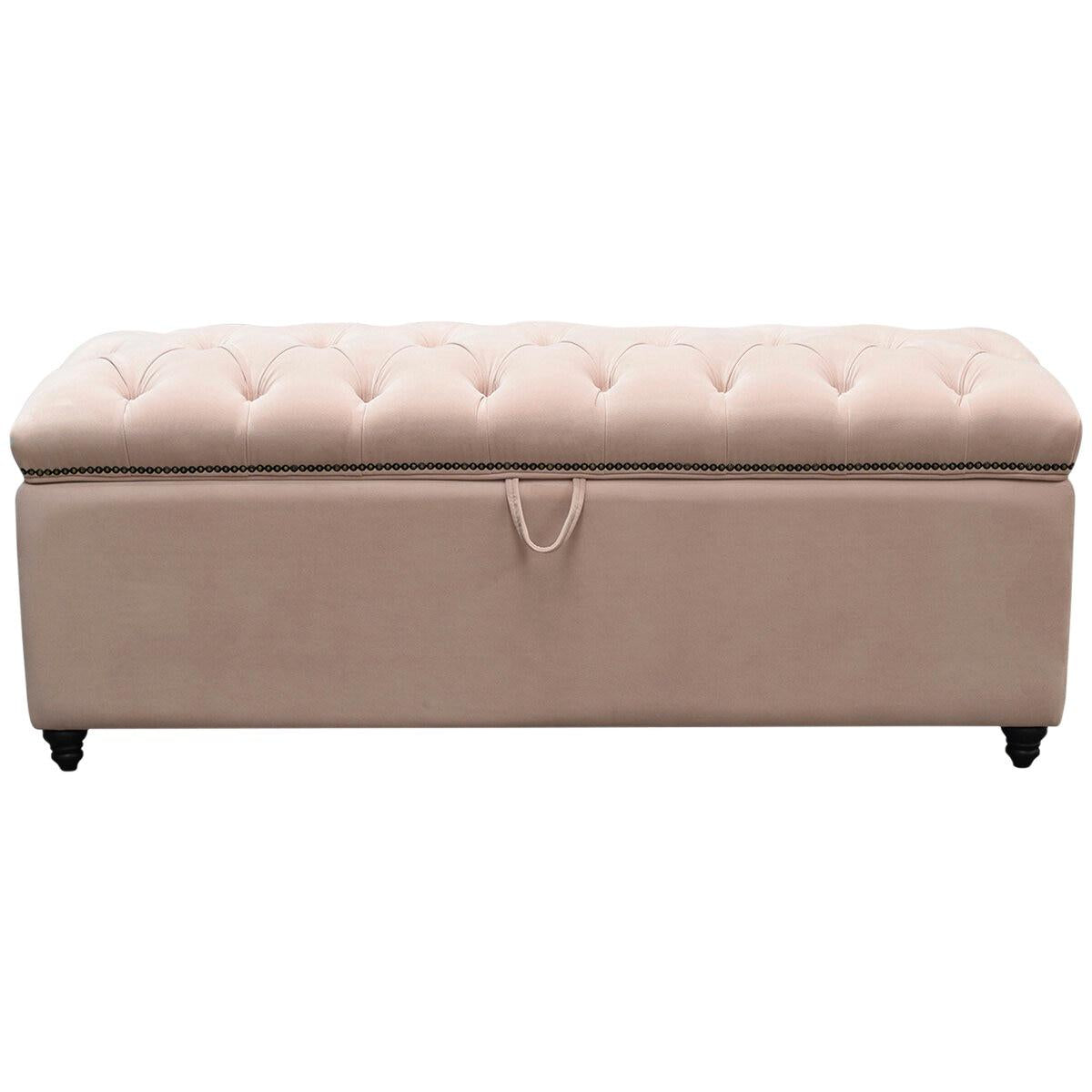 Moran Princess Fabric Storage Ottoman Plush Indigo