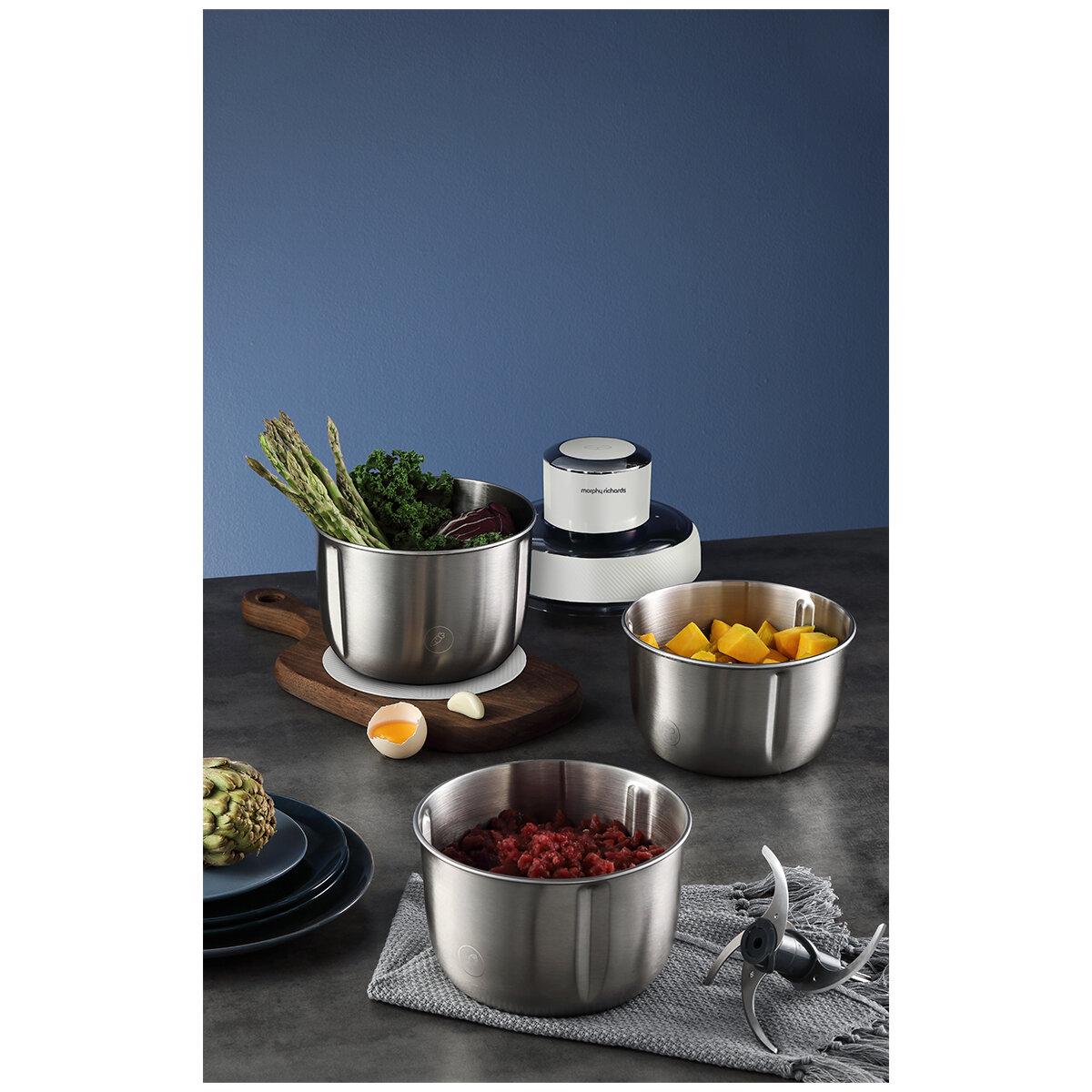 Morphy Richards Electric Chopper With 3 Bowls And Accessories White MRCH35WT