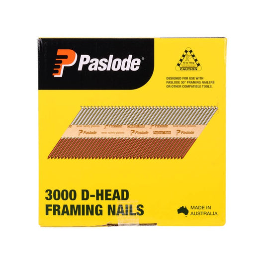 PASLODE 75x3.06mm Pneumatic D-Head Bright Framing Nails - 3000 Pack B20467