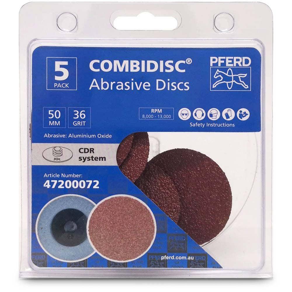 PFERD 50mm 36-Grit Aluminium Oxide Quick-Change Sanding Disc - COMBIDISC - 5 Piece