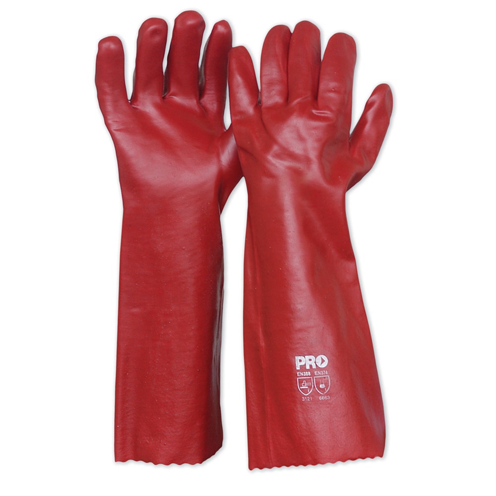PROCHOICE Red PVC Long Gloves