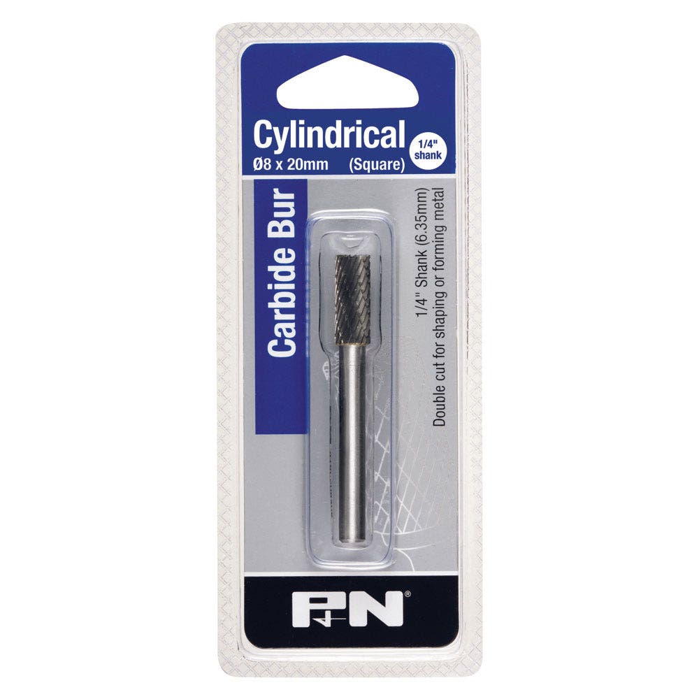 P&N 8 x 20mm Cylindrical Square Carbide Burr