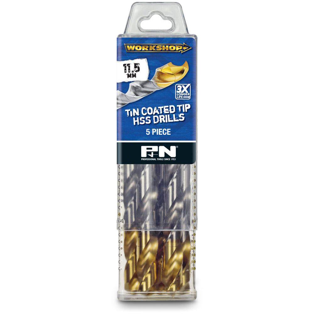 P&N WORKSHOP 11.5 x 142mm HSS-TiN Jobber Drill Bit - 5 Piece