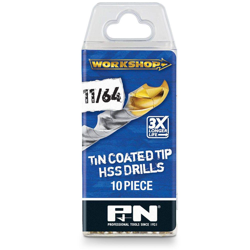 P&N WORKSHOP 11 64inch x 83mm HSS-TiN Jobber Drill Bit - 10 Piece