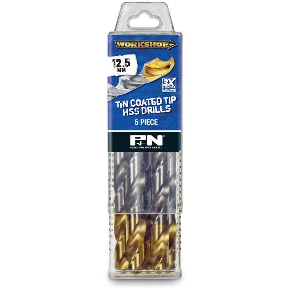 P&N WORKSHOP 12.5 x 151mm HSS-TiN Jobber Drill Bit - 5 Piece
