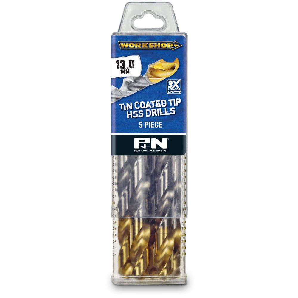 P&N WORKSHOP 13.0 x 151mm HSS-TiN Jobber Drill Bit - 5 Piece