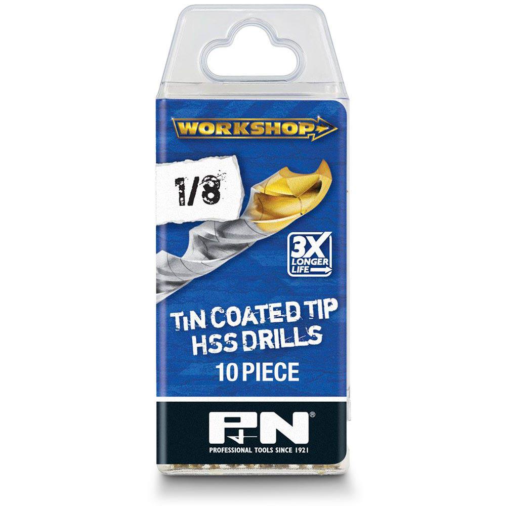 P&N WORKSHOP 1 8inch x 70mm HSS-TiN Jobber Drill Bit - 10 Piece
