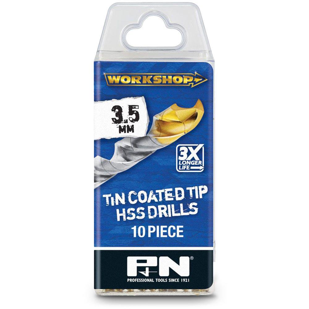 P&N WORKSHOP 3.5 x 70mm HSS-TiN Jobber Drill Bit - 10 Piece
