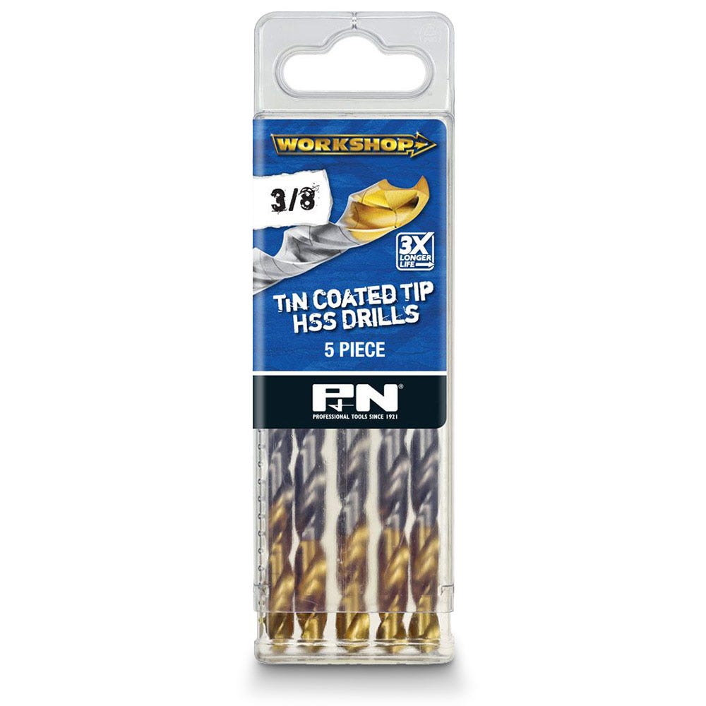 P&N WORKSHOP 3 8inch x 127mm HSS-TiN Jobber Drill Bit - 5 Piece