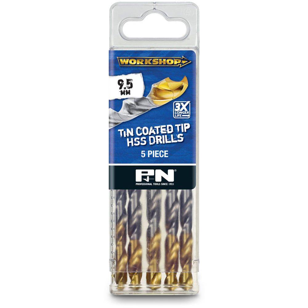 P&N WORKSHOP 9.5 x 125mm HSS-TiN Jobber Drill Bit - 5 Piece