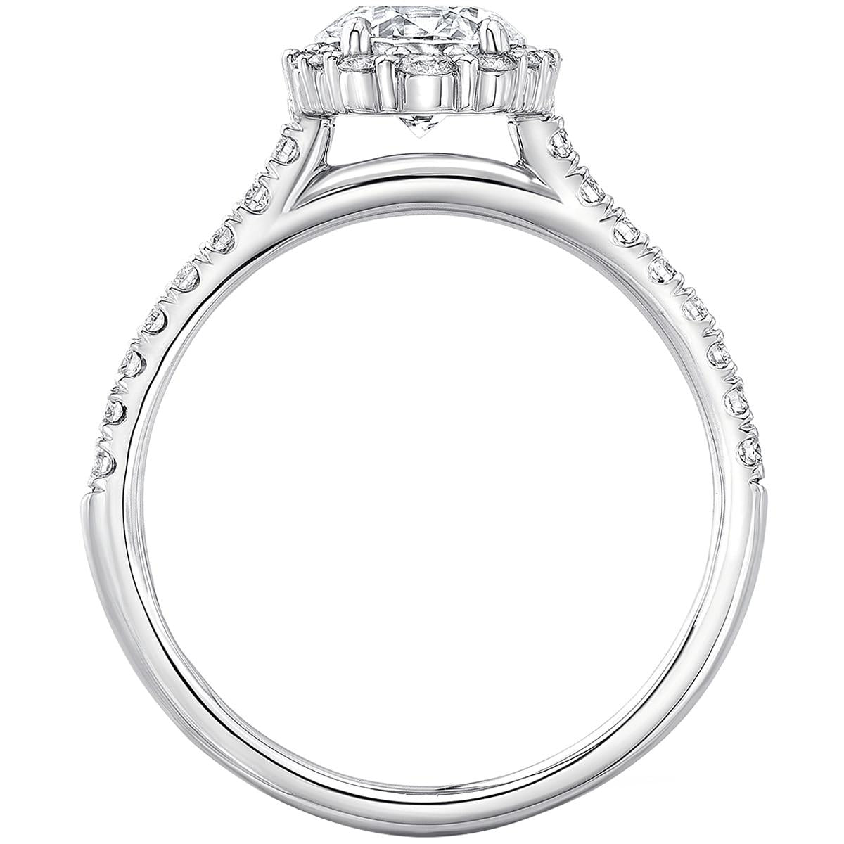 Platinum 1.34ctw Diamond Round Halo 1.00ctw Round Brilliant Cut Centre Ring