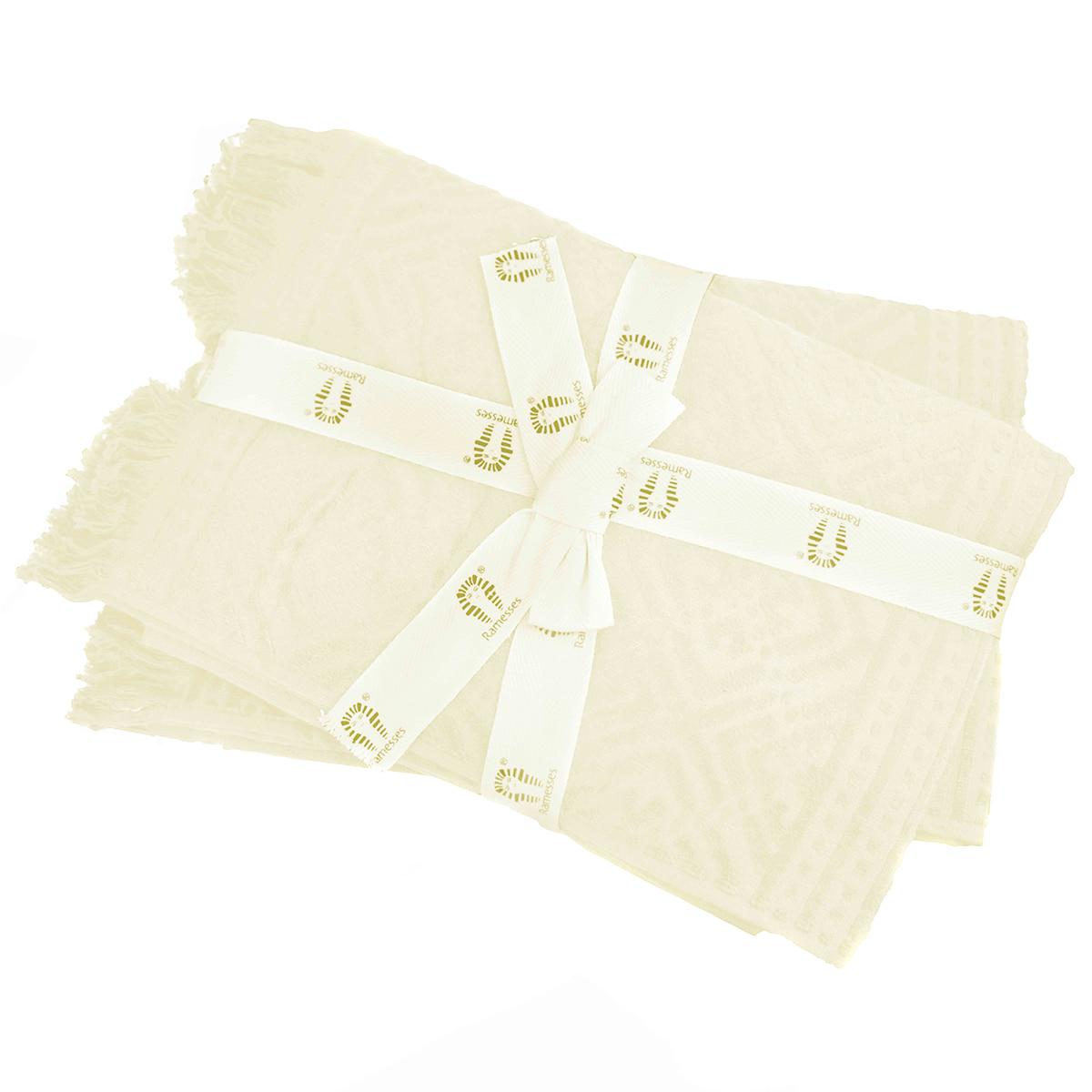 Ramesses Jacquard Velour Cotton Bath Towel Silver 2 Pack