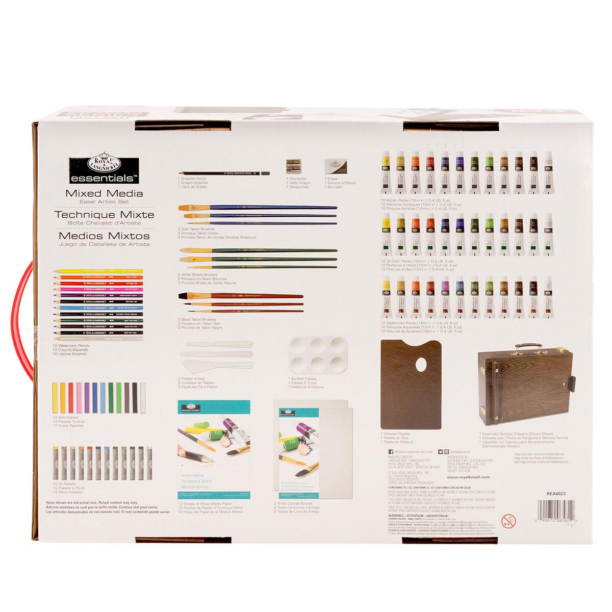 Royal and Langnickel Essentials Mixed Media Tabletop Easel And Storage Box 104 Piece
