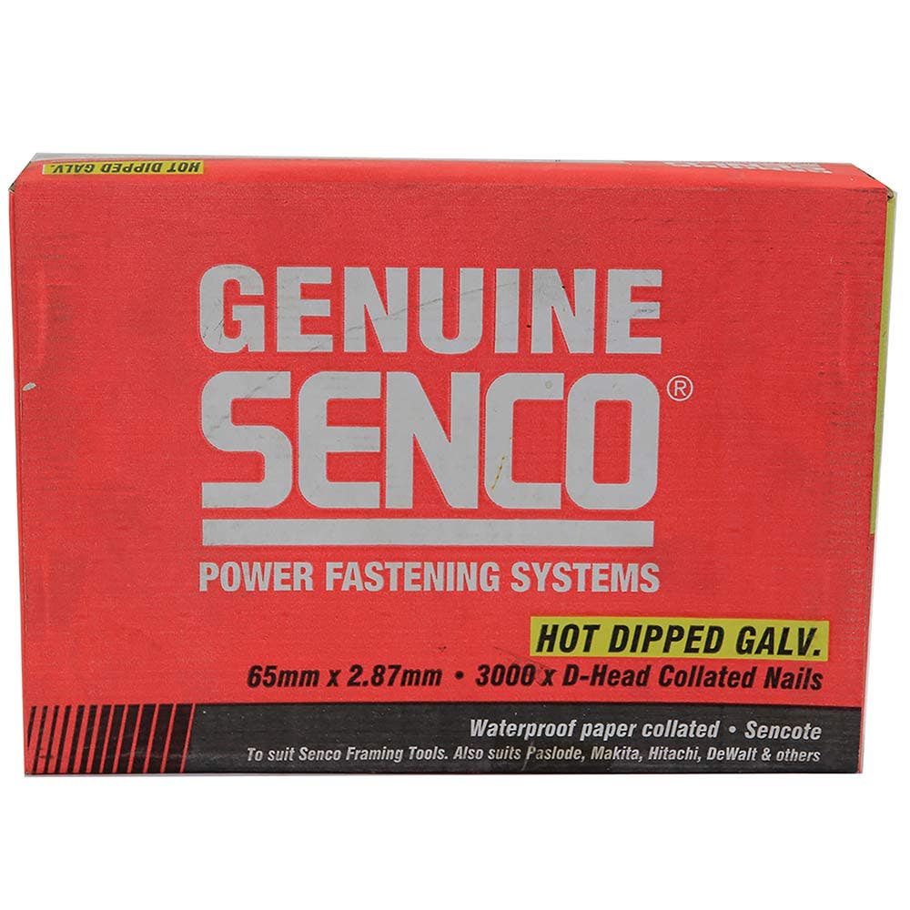 SENCO 34 degrees Hot Dipped Galvanised Framing Nails - 65mm Box of 3000 GC25ASB
