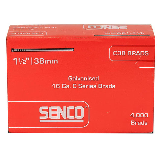 SENCO C Series Electro Galvanised Brad Nail - 38mm Box of 4000 C38