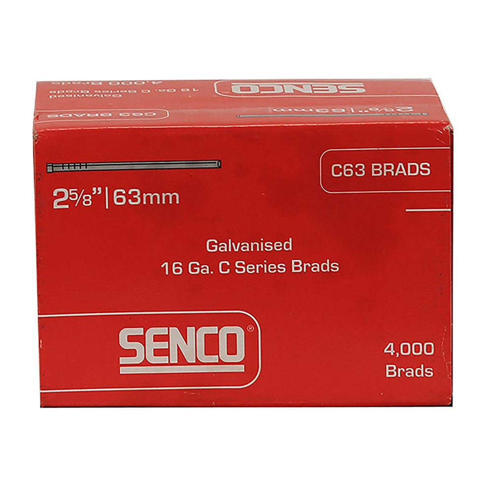 SENCO C Series Electro Galvanised Brad Nail - 63mm Box of 4000 C63