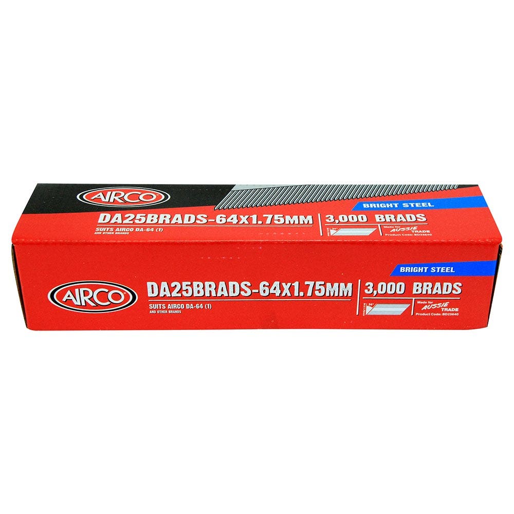 SENCO DA Series Bright Steel Brad Nail - 64mm Box of 3000 DA25EPB