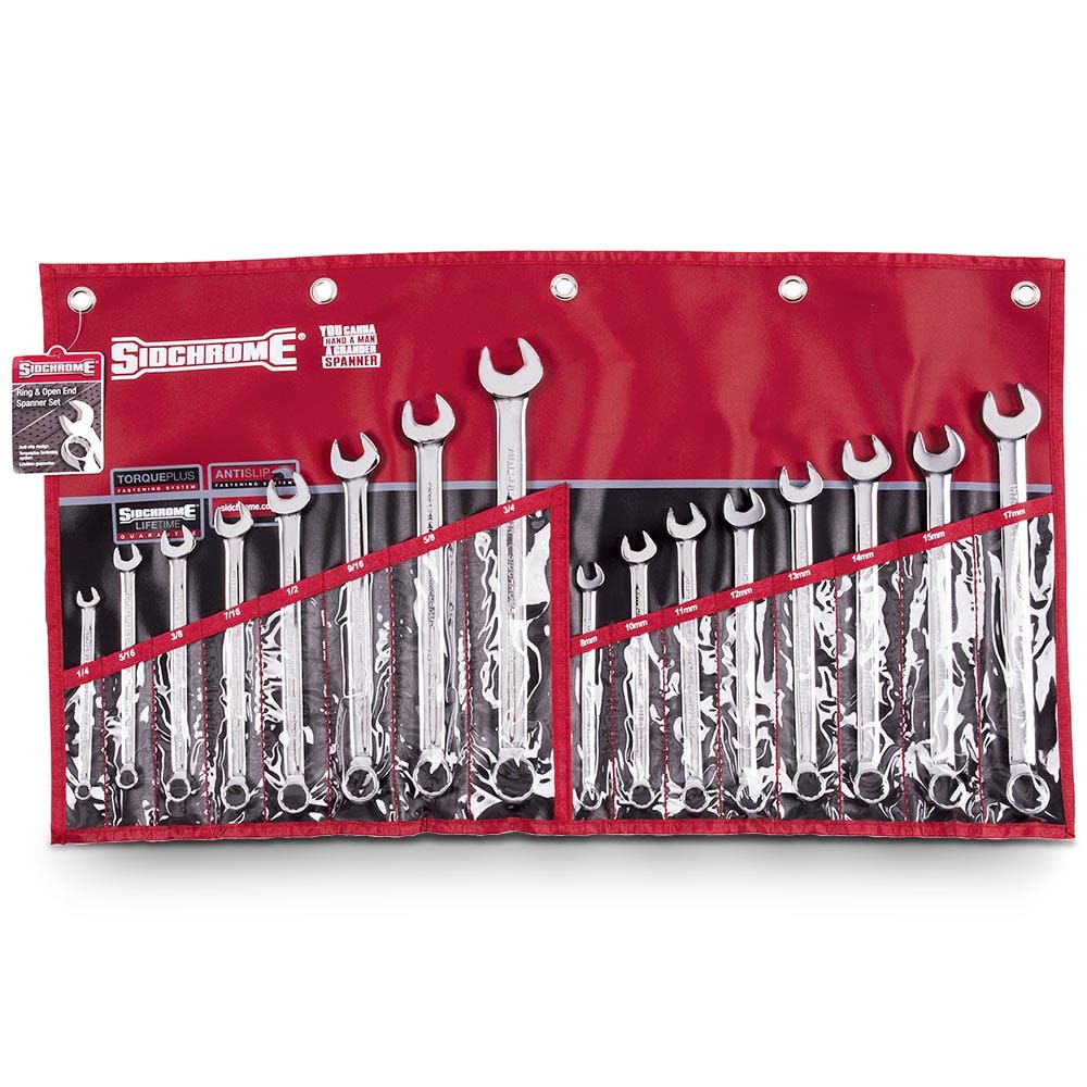 SIDCHROME 16 Piece Metric AF Ring and Open Ring Spanner Set SCMT22105
