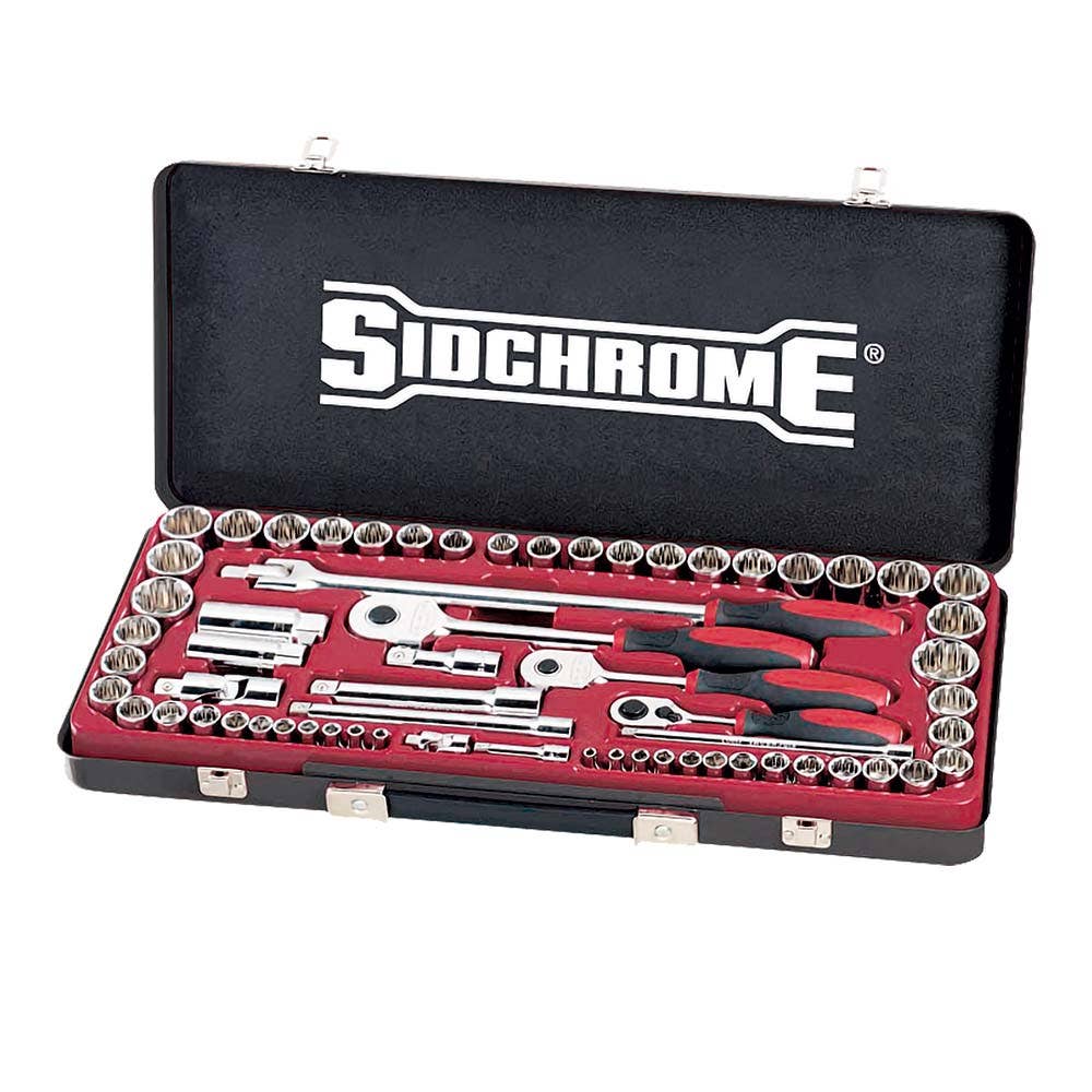 SIDCHROME 1 4 x 3 8 x 1 2inch Metric AF Socket Set - 64 Piece SCMT19120BK