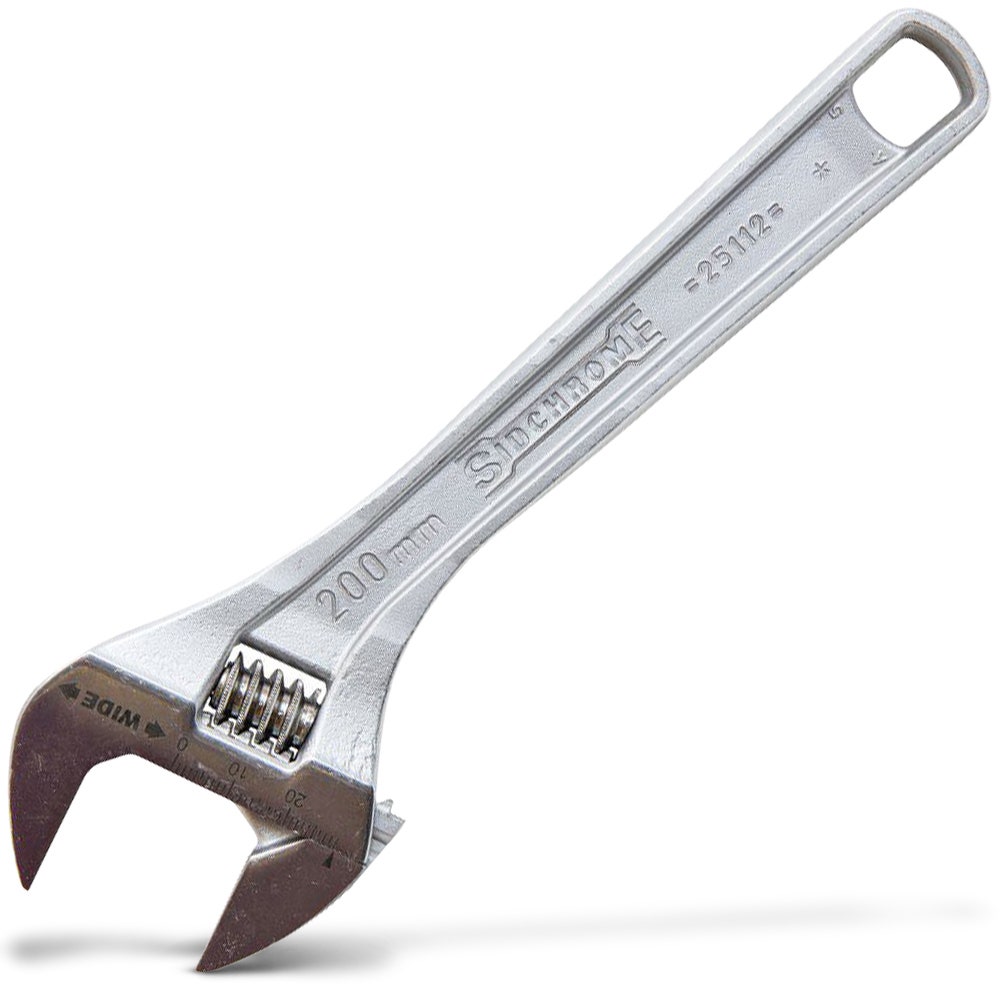 SIDCHROME 200mm Premium Chrome Plated Adjustable Wrench