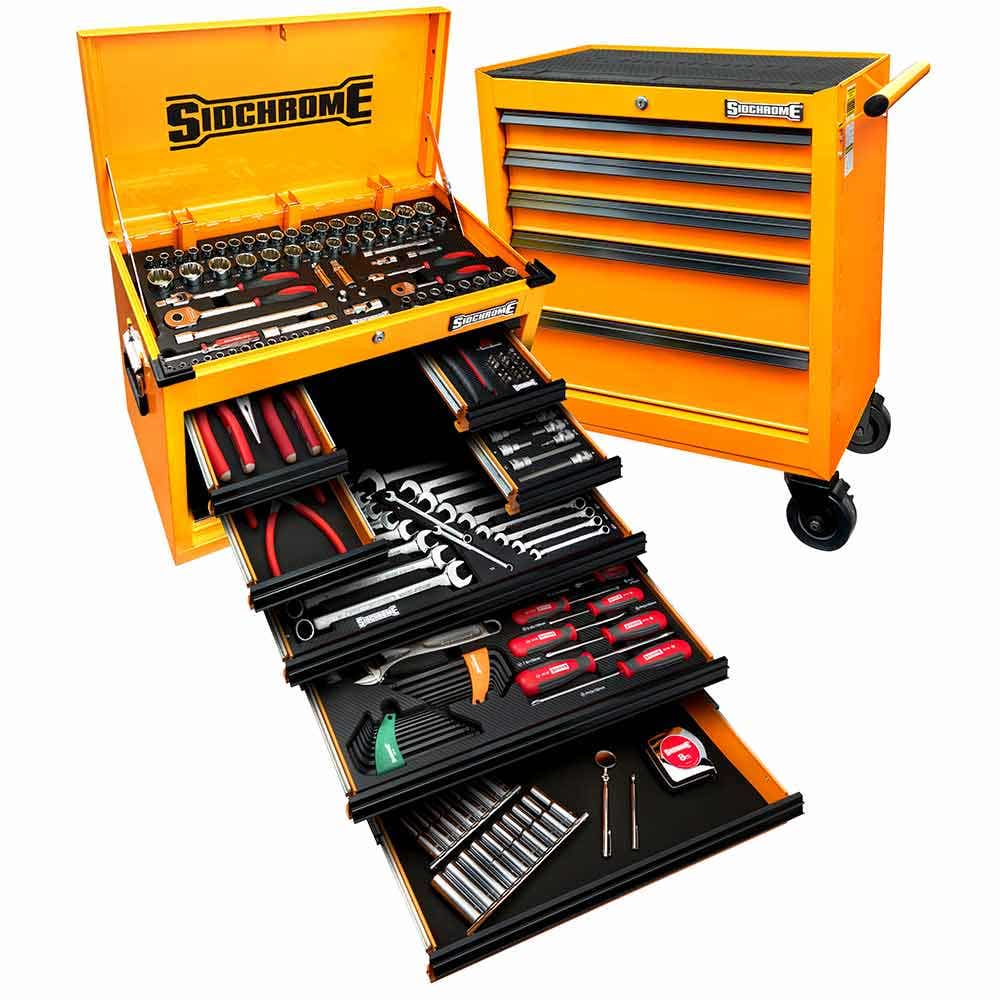 SIDCHROME 204 Piece 13 Drawer Metric AF Tool Kit - Hyper Orange SCMT10160HO