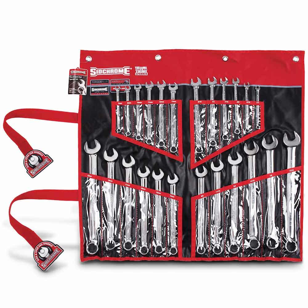 SIDCHROME 24 Piece Metric AF Ring Open End Spanner Set SCMT22104
