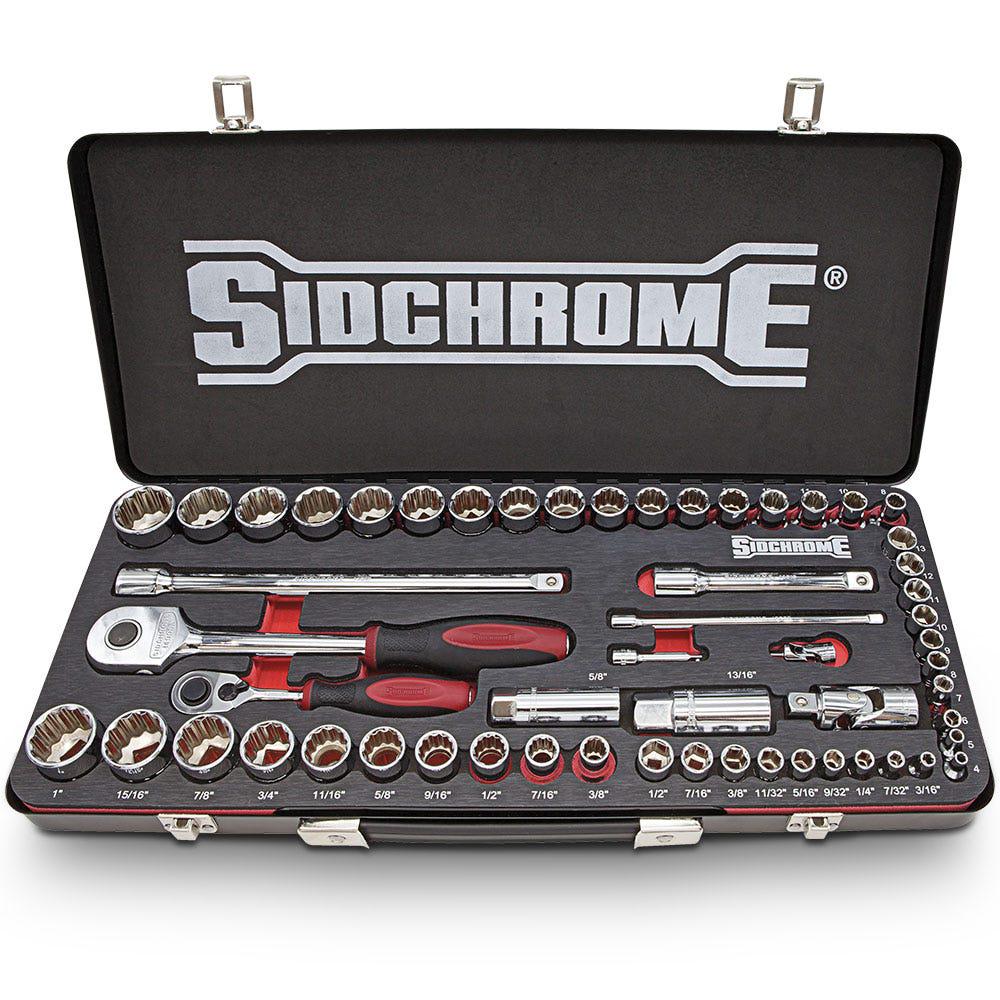 SIDCHROME 56 Piece 1 4 and 1 2 Metric AF Socket Set