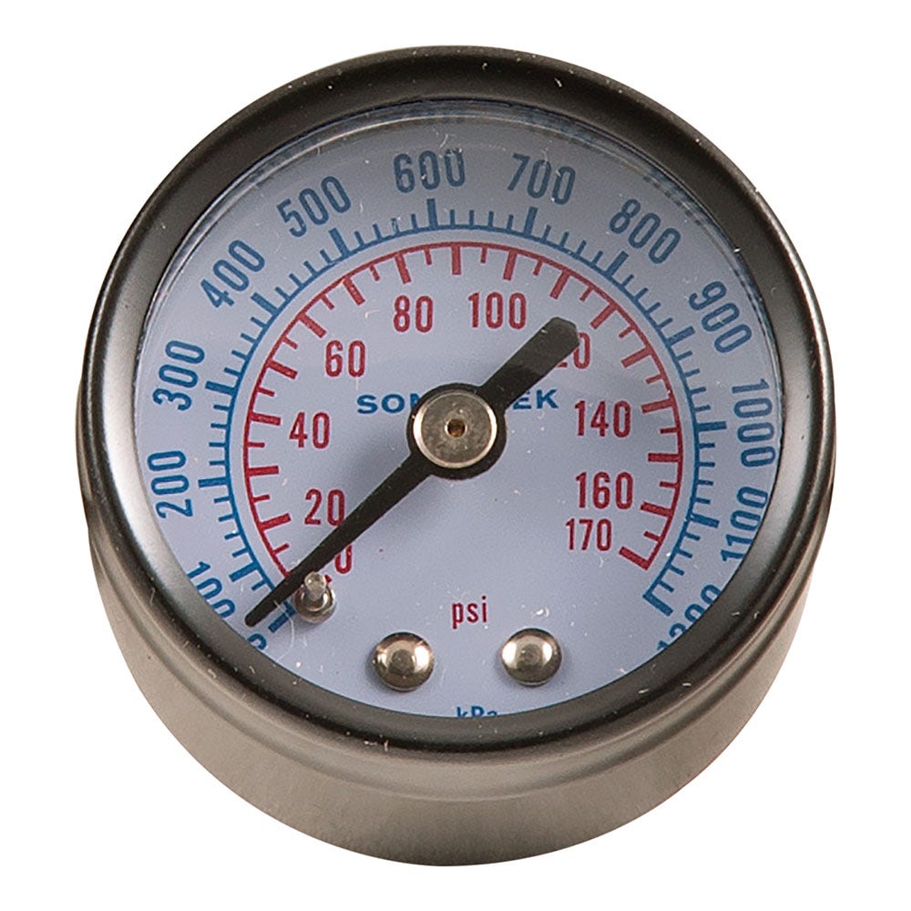 SONSBEEK AIR PRESSURE GAUGE 1 8inch BSP REAR ENTRY 0-175 PSI 40MM DIA