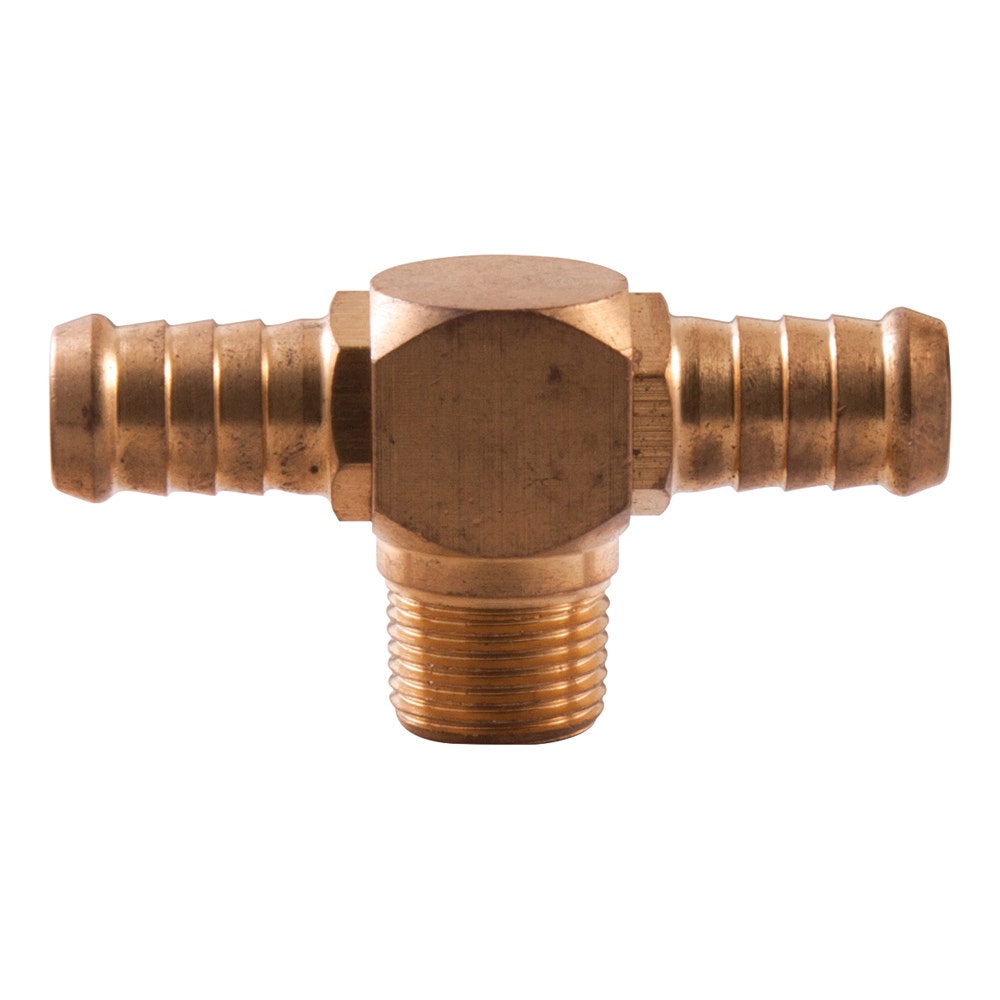 SONSBEEK T-PIECE 3 8inch BSP MALE 1 2inch BARB BRASS, CARDED