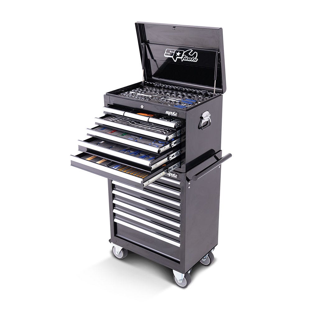 SP TOOLS 293 Piece 11 Drawer Custom Series Tool Trolley - Black SP50125X