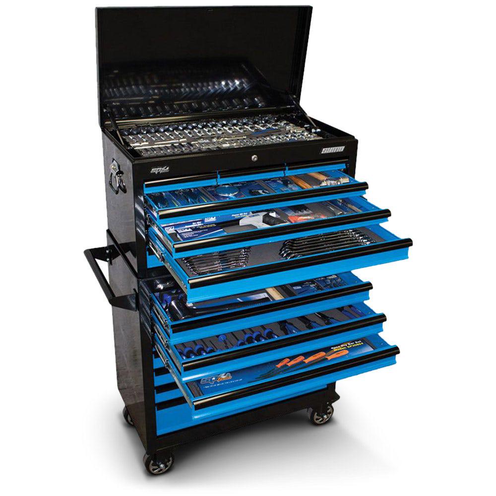SP TOOLS SUMO 407 Piece 7 Drawer Black Blue and Trolley Kit SP50176