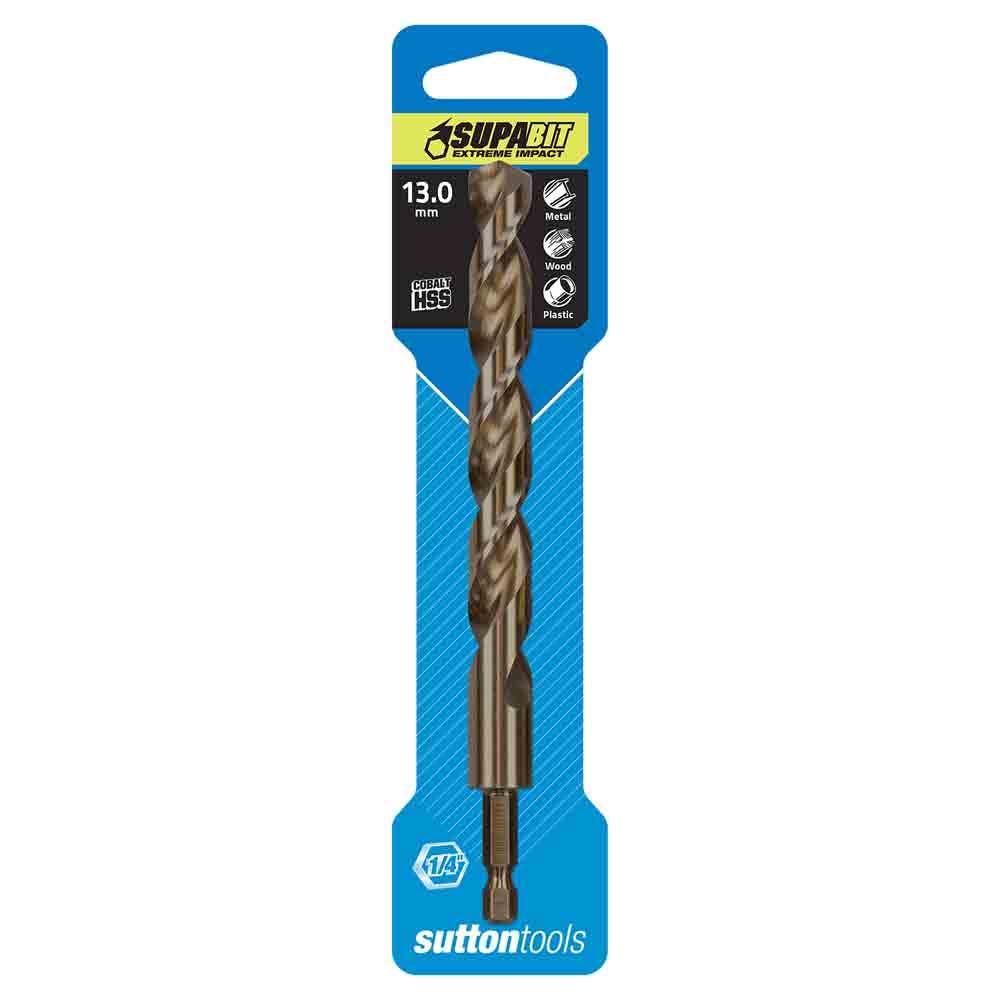 SUTTON 13.0mm 1 4-Hx Drill Bit HSS Co Metal Supabit D2131300