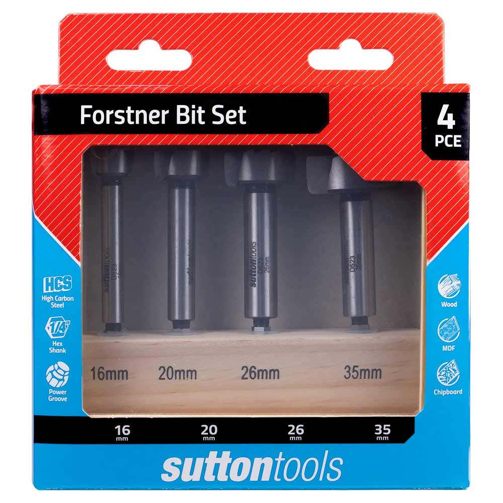 SUTTON 16-35mm 1 4Hx HSS Forstner Drill Bit Set - 4 Piece D5230004