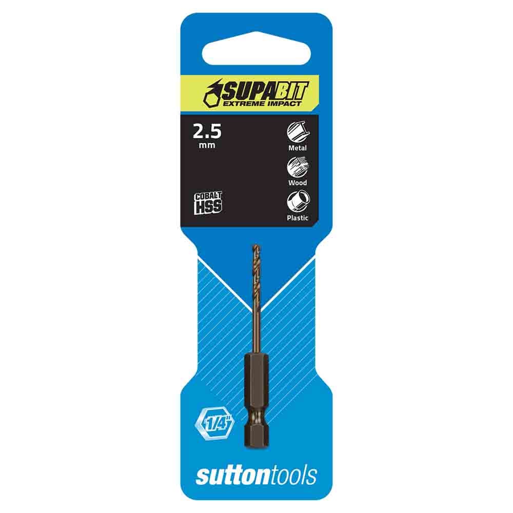 SUTTON 2.5mm 1 4-Hx Drill Bit HSS Co Metal Supabit D2130250