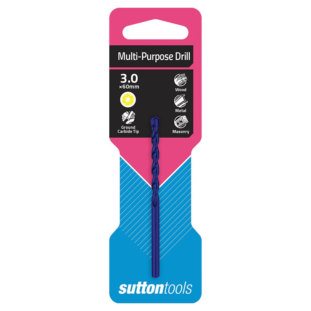 SUTTON 3.0x60mm TCT Multi-Purpose Drill Bit D6100300