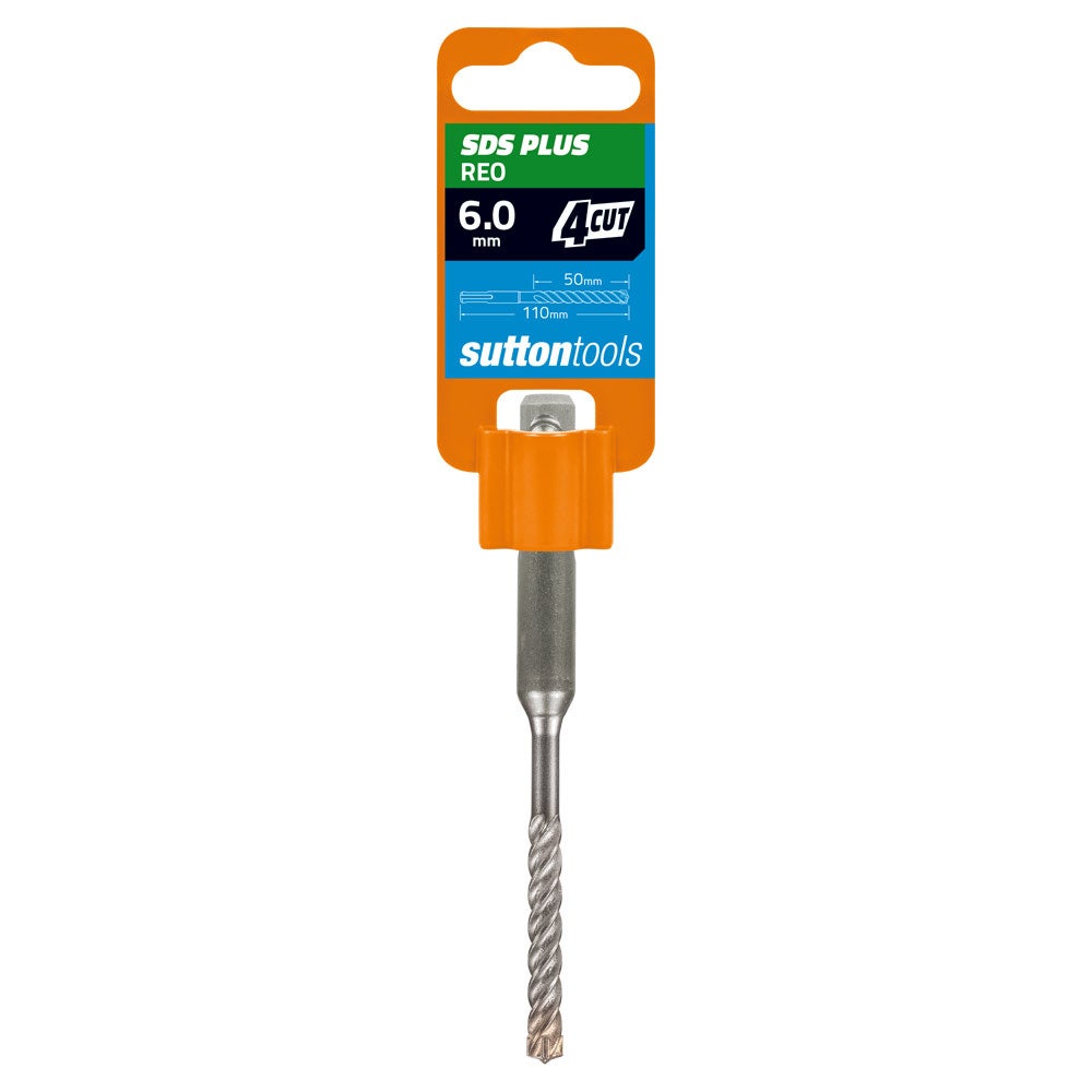 SUTTON 6.0x110mm 4-Cut REO SDS Plus TCT Masonry Drill Bit D6310600